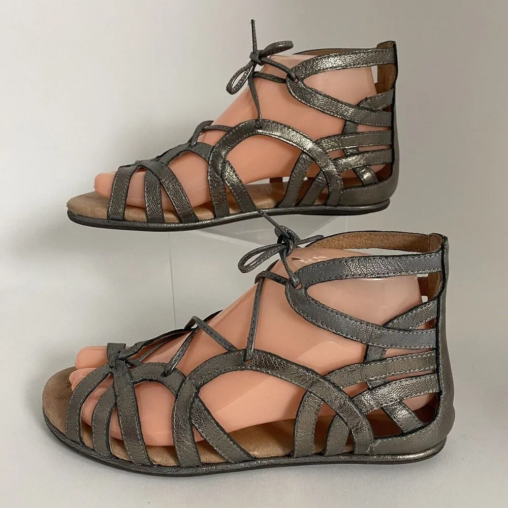 Gentle Souls Metallic Gray Gladiator Sandals Women’s US 6.5M Flats Silvery - Image 7