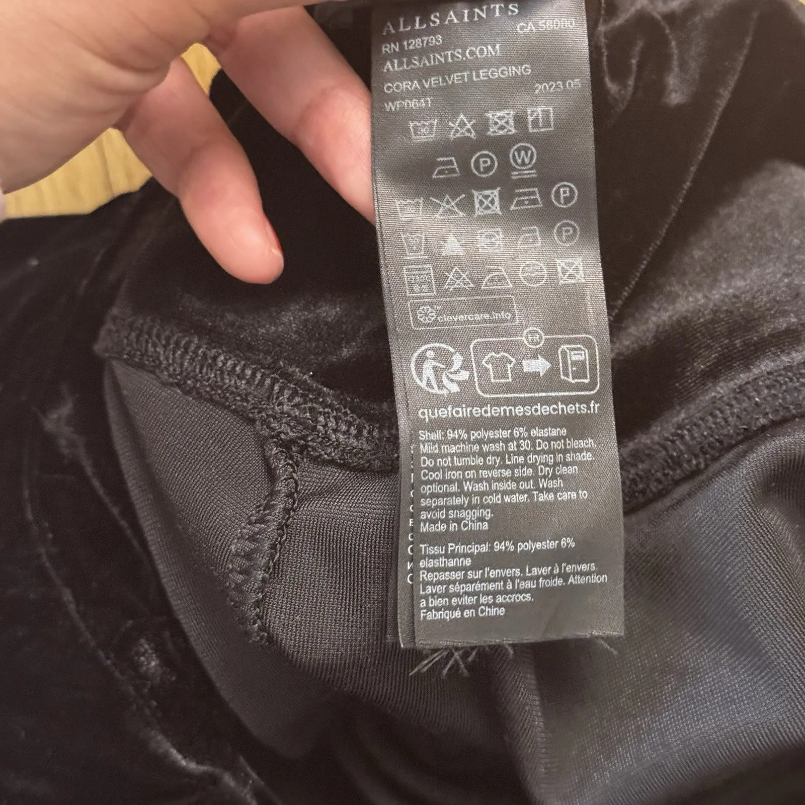 AllSaints Cora Velvet Leggings Black 8 Edgy Urban Rock Chic Street Minimalist - Image 16