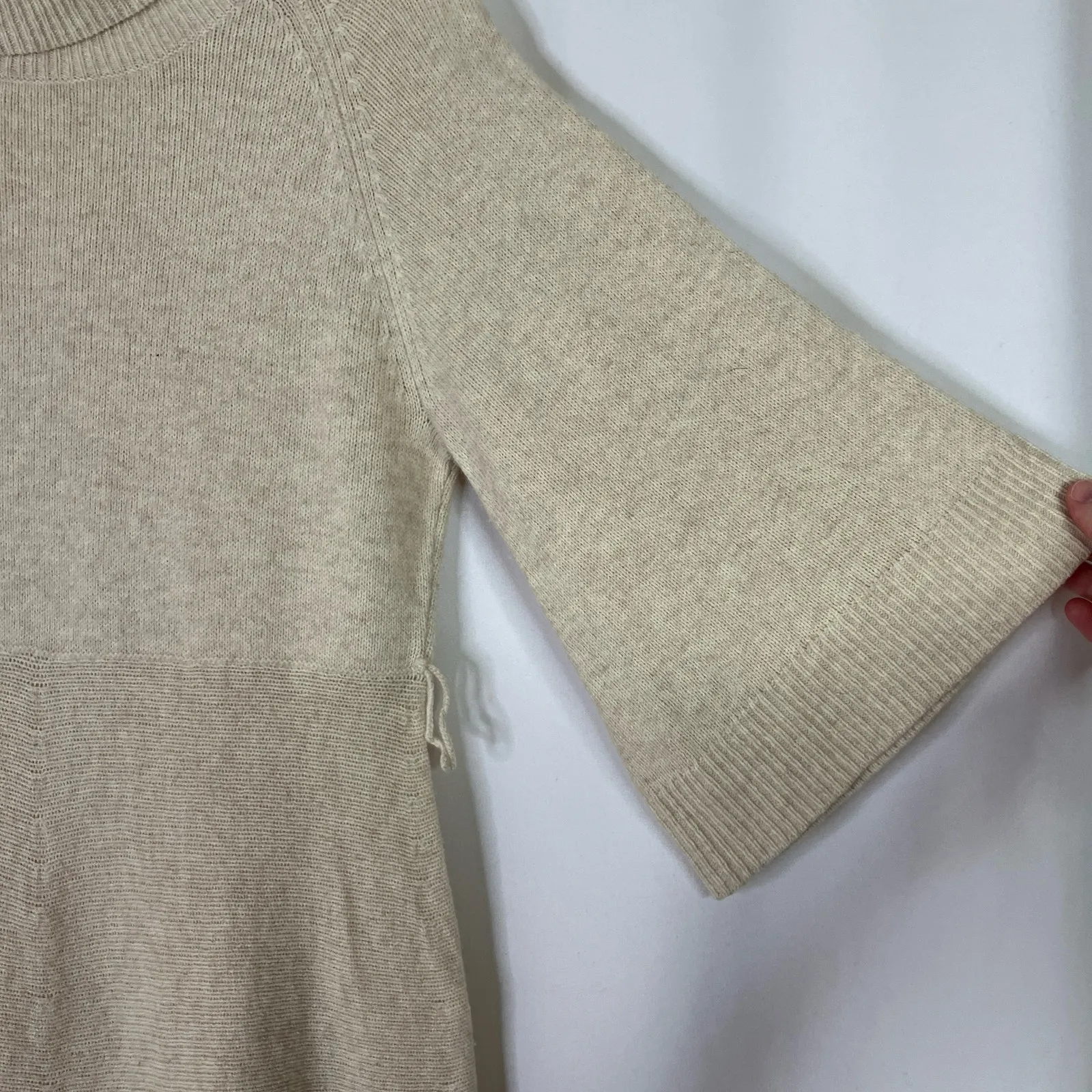 Anthro Laureate Lane | Sweater Dress Wool Angora Blend Beige Knit Womens Medium Tan - Image 3