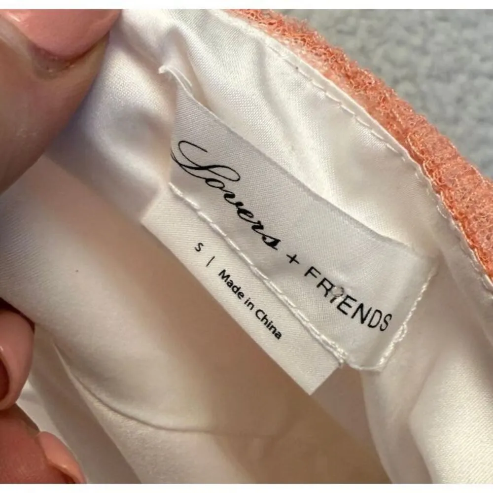 Lovers and Friends Ruffle Tiered‎ Midi Sheer Blush Pink Orange Size Small - Image 6