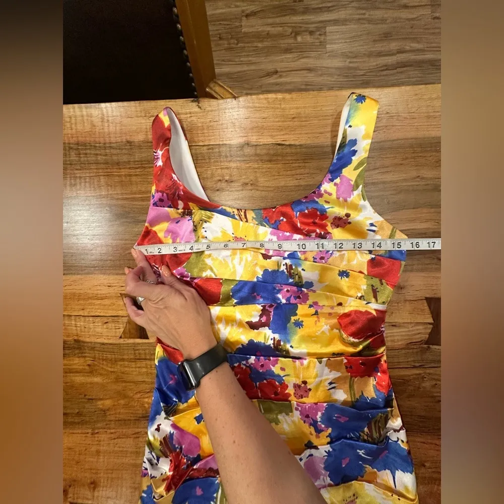 NWOT Bisou Bisou Sheath Dress Colorful Floral Print Sleeveless Padded Bra Dress - Image 7