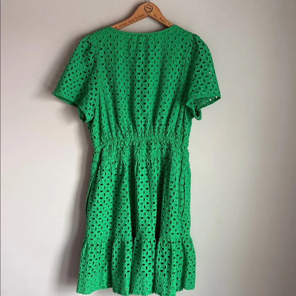 ANTHROPOLOGIE The Somerset Mini Dress: Eyelet Edition In Green XL - Image 3