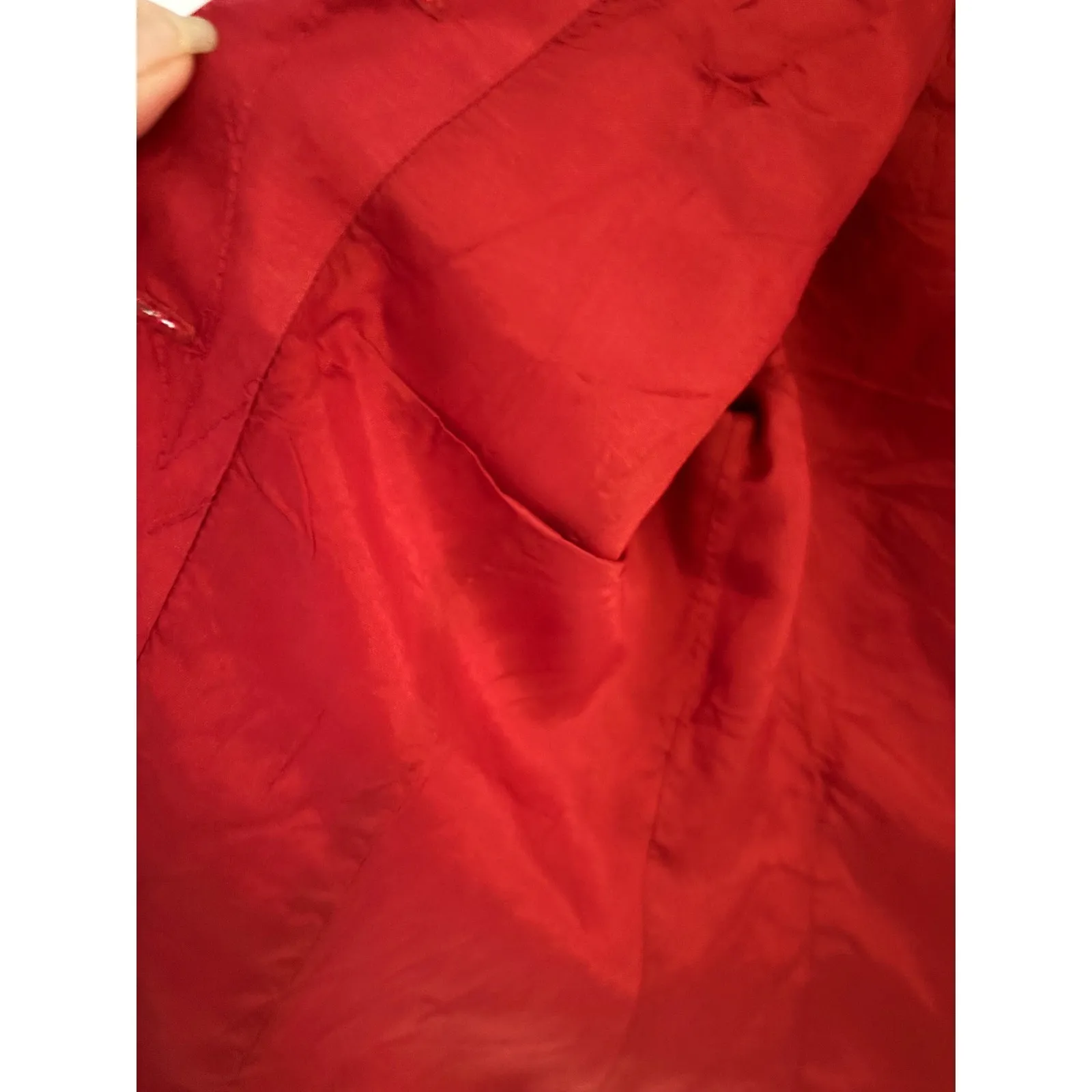 SILKLAND Petite Red Embroidered Silk Blazer Jacket Women's Size 2P - Image 6