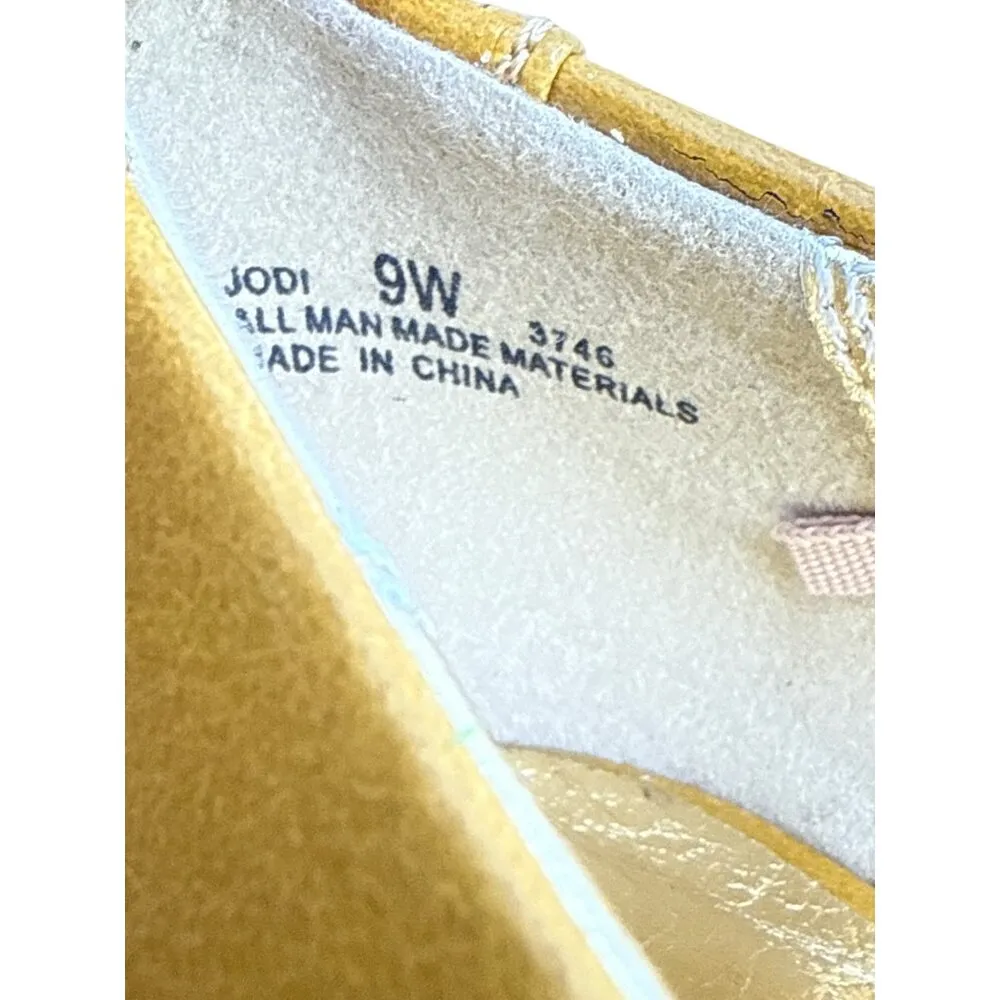 Avenue Size 9W Ruffled Top Design Mustard Yellow Ballet Flats By Avenue Gold - Image 7