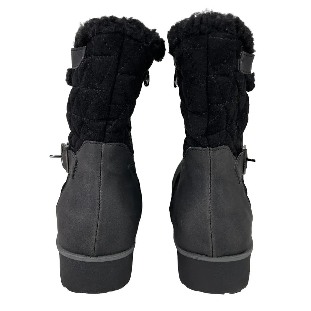 JBU Gabriella Water Resistant Snow Rain Boots 10W Wide Black Quilted Side Zip - Image 7