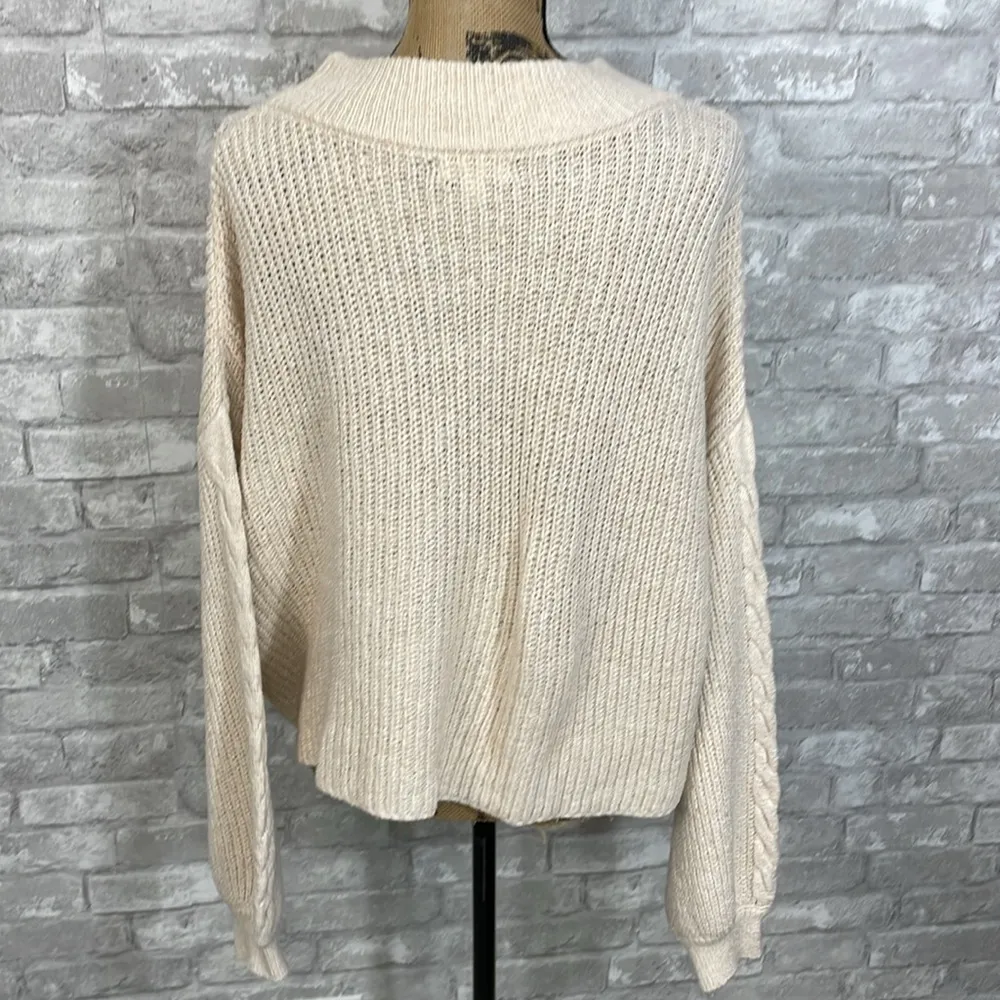 BP Cream Ribbed Cable Knit Sweater - Image 3