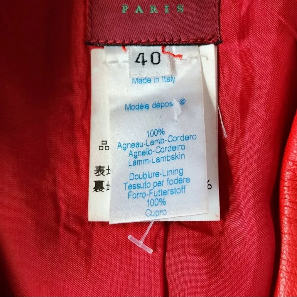 KENZO 100% Lamb leather jacket Orange Size 40 - Image 2