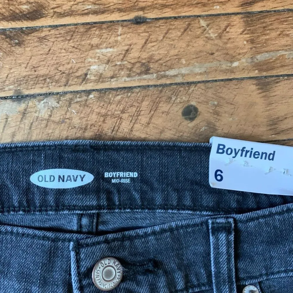 Old Navy black cuffed boyfriend normcore NWT 6 jeans - Image 2