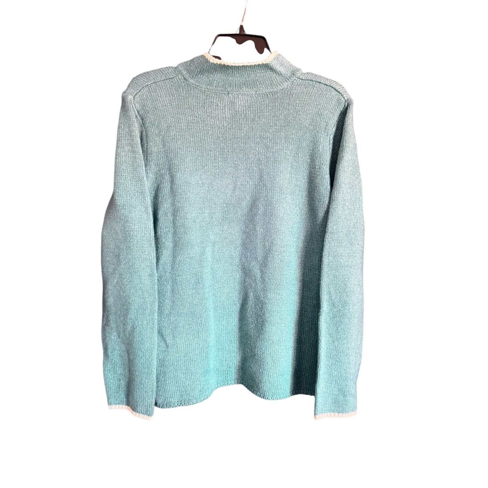 Beautiful Turquoise Appleseed’s Sweater with Wooden Button Accents Size Large Blue - Image 5