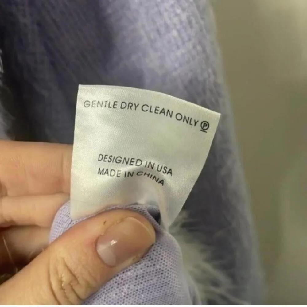 By Egreis Purple Eyelash Long Sleeve Bodycon Sweater Dress White Boa Fur trim Size M - Image 9