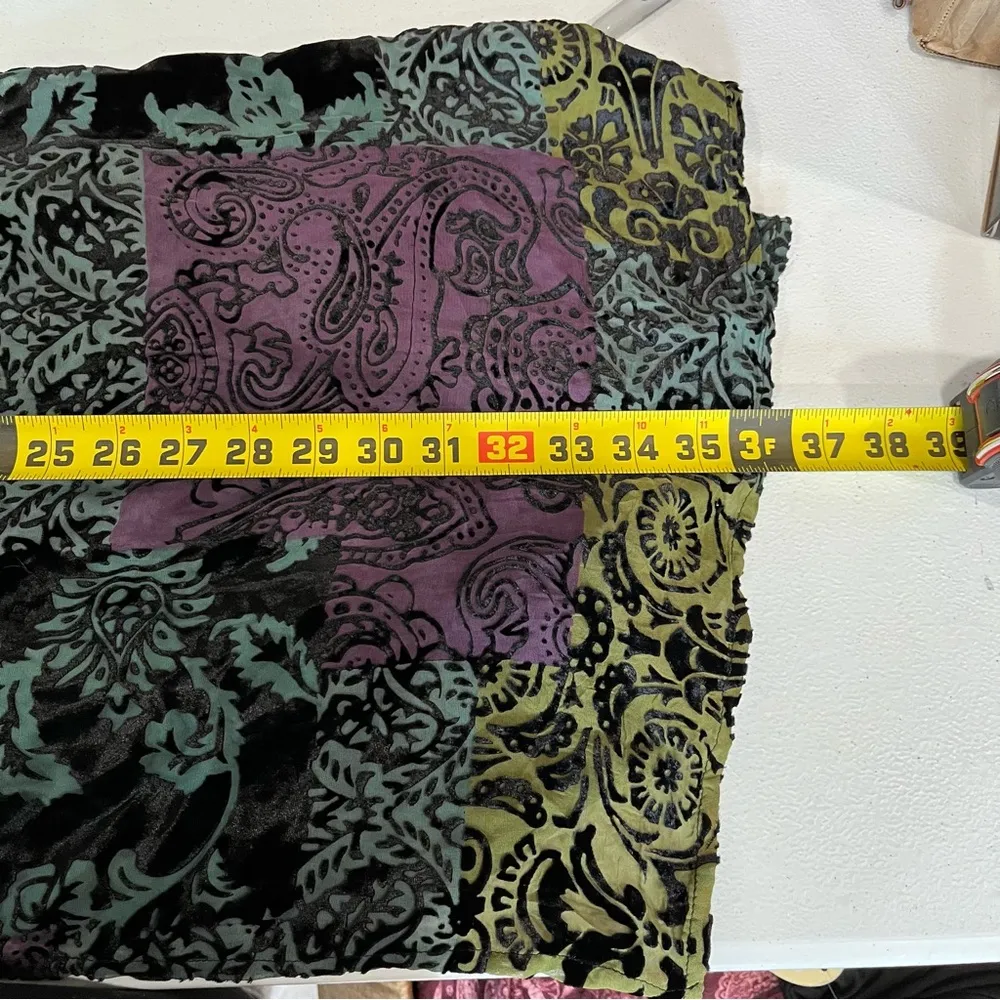 Vintage Caroline Rose Silk Sheer Velvet Duster Tunic Artsy Top Womens XL Black - Image 7