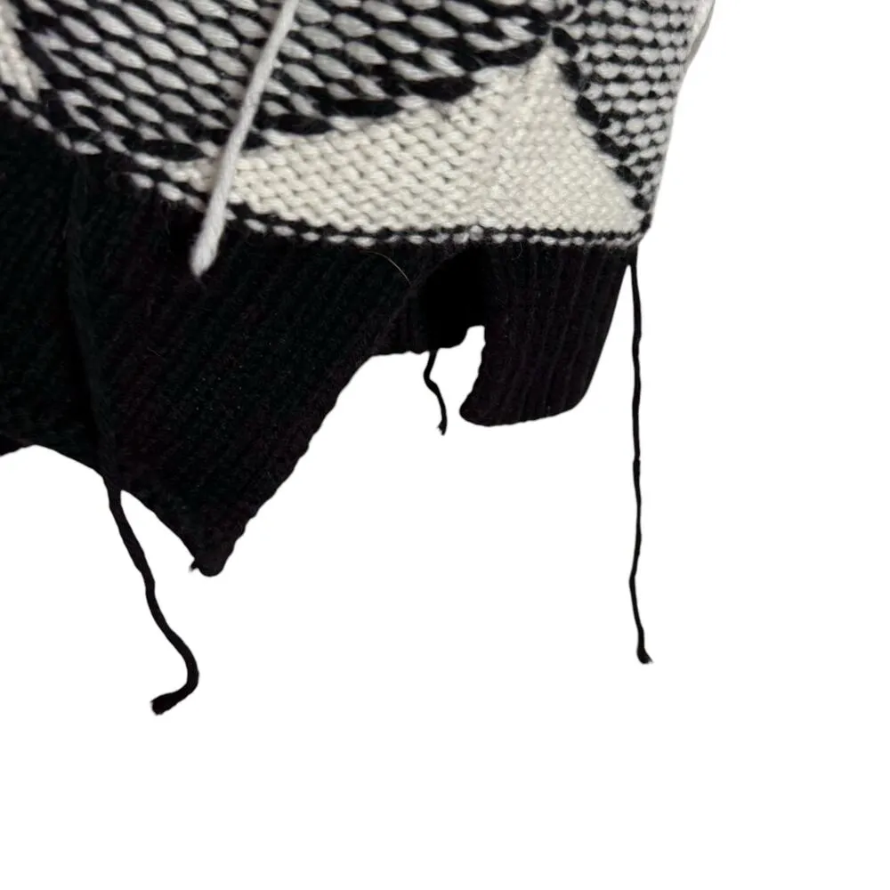 Stella McCartney Arrow Intarsia Black White Oversized Wool Pullover Sweater S - Image 9