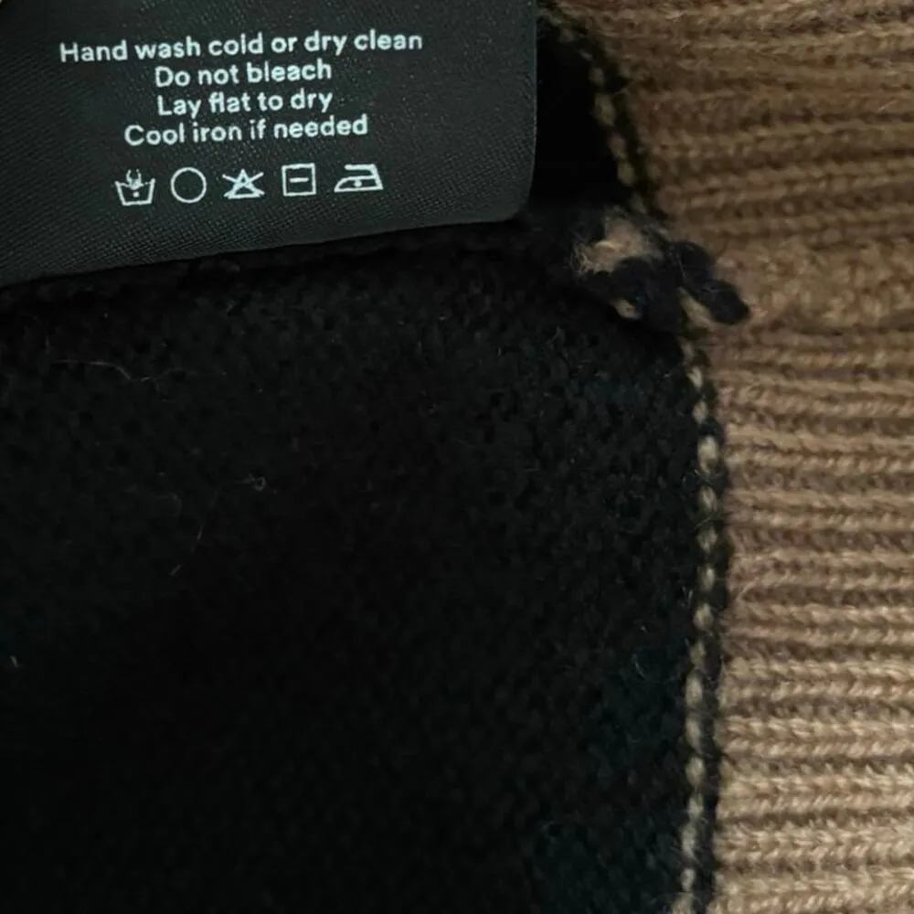 Summersalt The Luxe Cashmere Blend Button Crewneck Sweater Black Brown Wool - Image 5