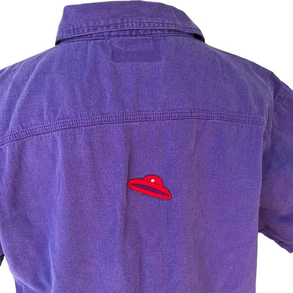 Vintage H&J “Red Hat Society” Purple Cotton Short Sleeve Shirt, Sz M Size M - Image 8