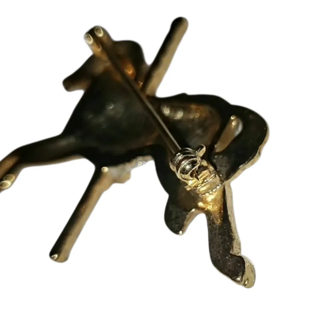 Vintage Carousel Horse Brooch Pin Gold - Image 5