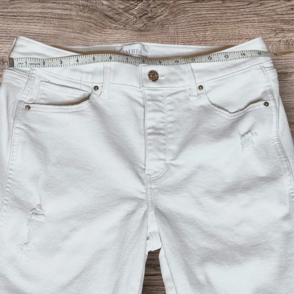 WHBM High-Rise Distressed Straight Jean White Size 8 - Image 7