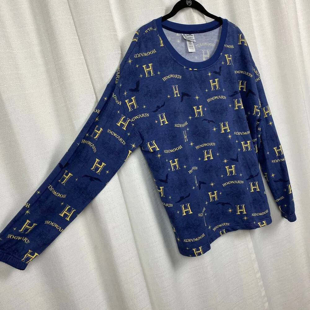 The Wizarding World Of Harry Potter Blue Hogwarts Two Piece PJ Jogger Set Sz.M - Image 11
