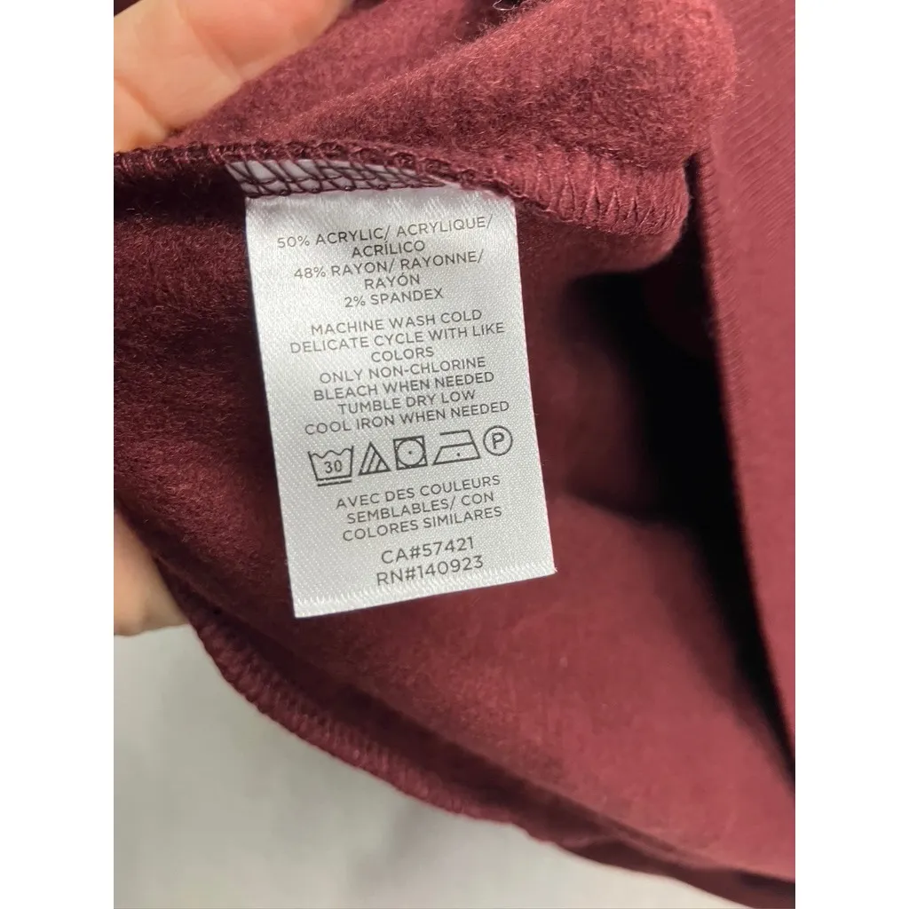 Lou & Grey Signature Soft Plush Burgundy Quarter Zip Sweatshirt XS New - Image 7