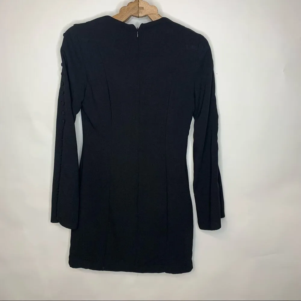 DO+BE Black Mini Dress Long Sleeve Buttons Sz Small - Image 5