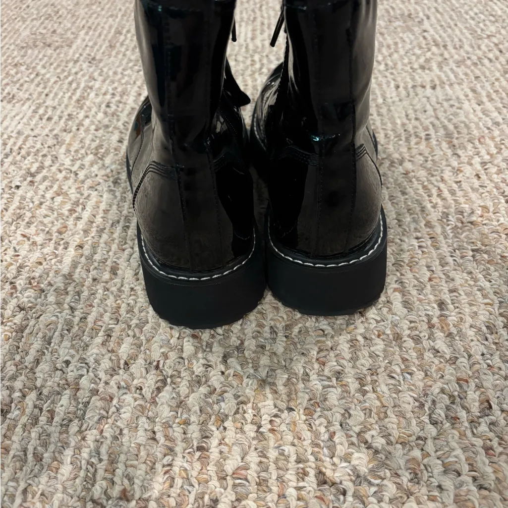 Kohl's Black Patent Combat Boots Size 9.5 - Image 5