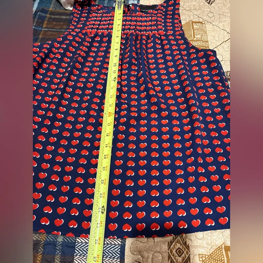 Cynthia Rowley Navy Blue Red Hearts with white shadowed hearts Tank Top Blouse. - Image 10