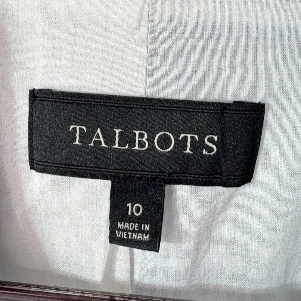 Talbots Linen Blend Seersucker Striped Blazer‎ Jacket Blue White 10 Preppy - Image 13