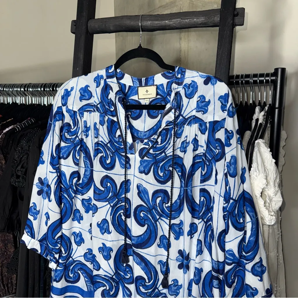 Tuckernuck Capri Blue Majolica Tile Bondi Coverup Dress - Image 5