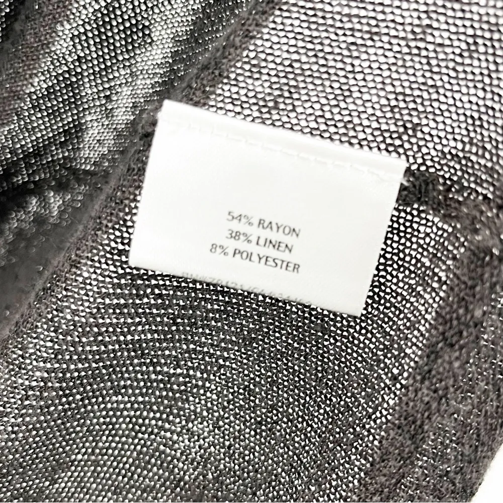 EILEEN FISHER Linen Blend Metallic Sheer Long Sleeves Open Cardigan, Size Large - Image 4