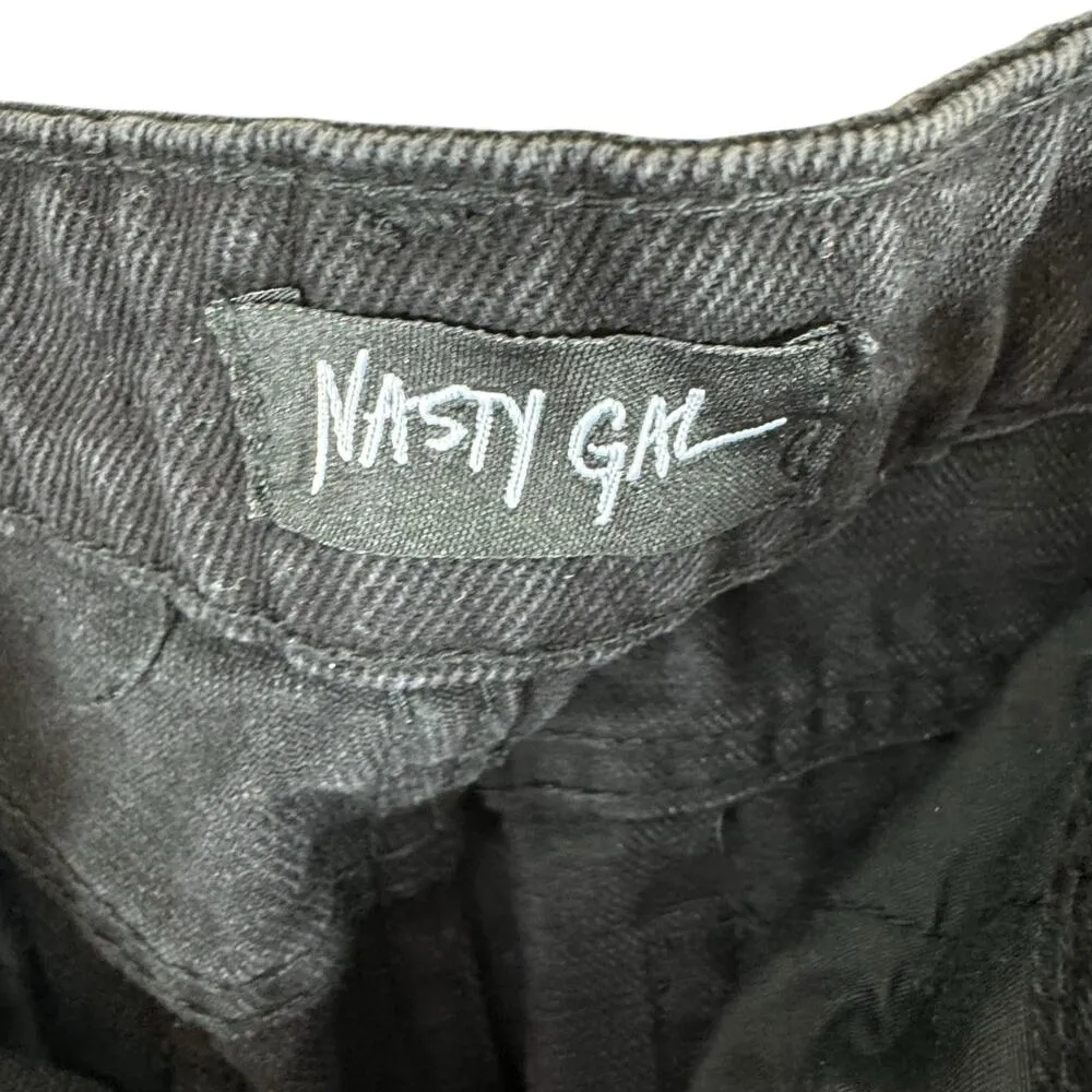 Nasty Gal NWT Black High Rise Straight Leg Ankle Fit Cotton Jeans Pockets Size 8 - Image 4