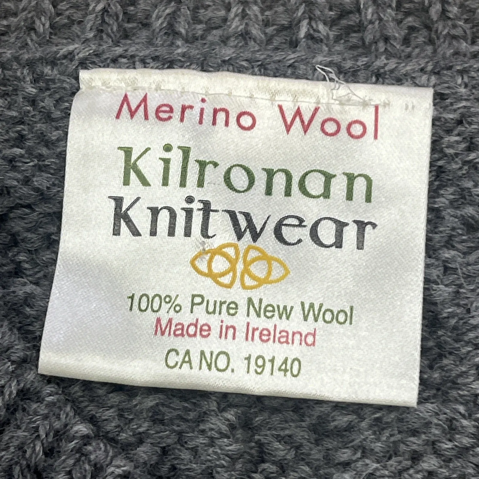 Kilronan Knitwear Merino Wool Button Cardigan XXS Ireland Cable Knit Fisherman Gray - Image 4