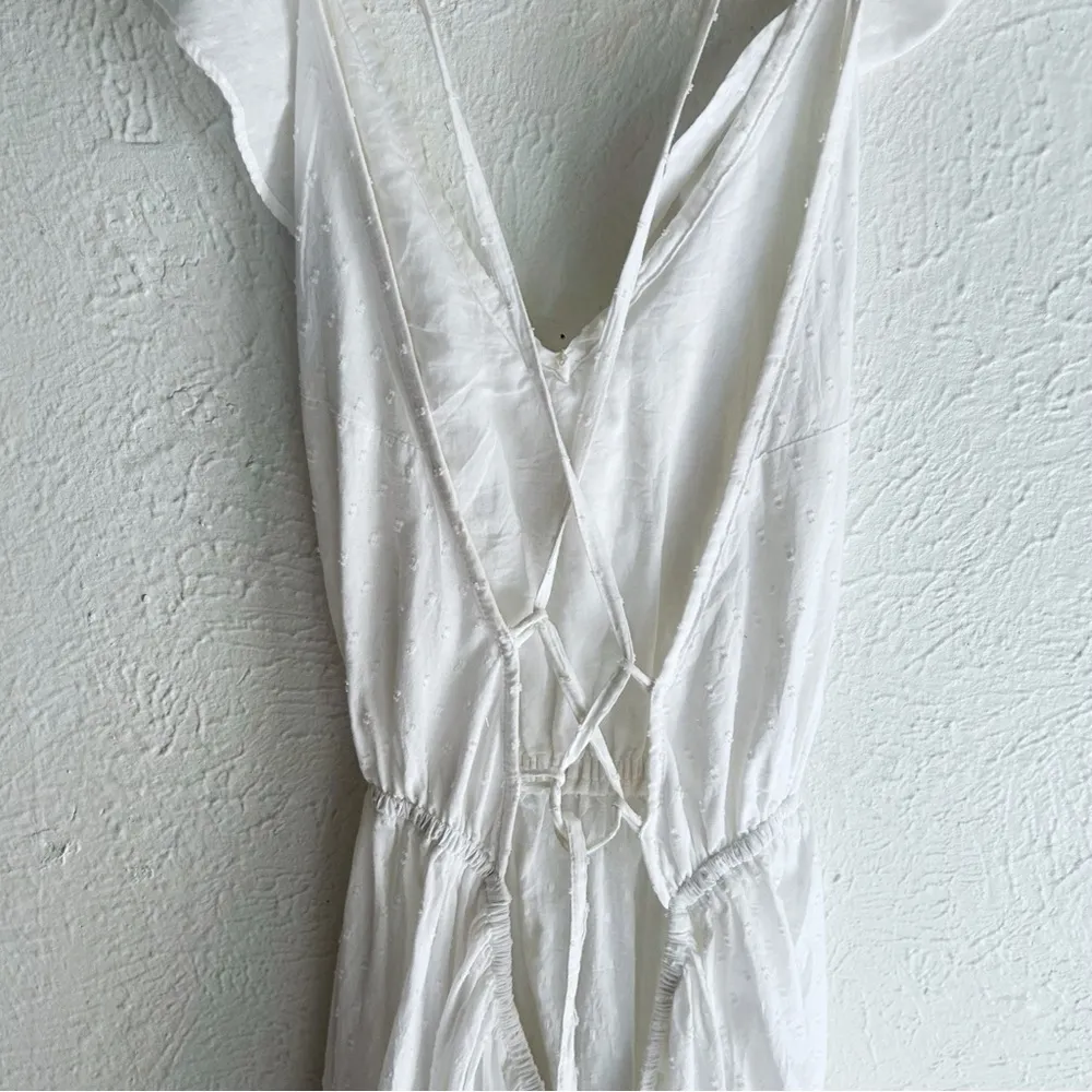 ASOS Lace Up Back Midi Dress Cotton White Sz 10 - Image 5