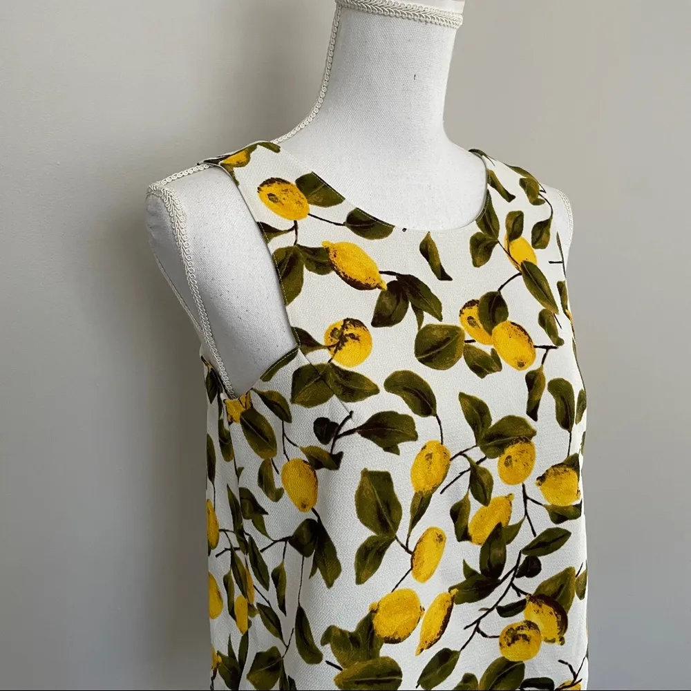 Top Cropped Lemon Grove Reversible Sleeveless Yellow Olive Green Cream - Image 4