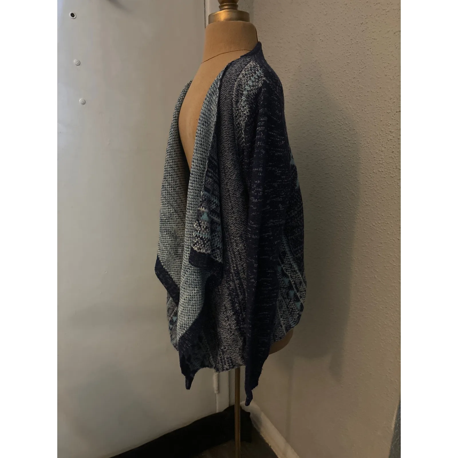 Miami Aztec Tribal Print Waterfall Sweater S Southwestern Cozycore Bohemian - Image 5