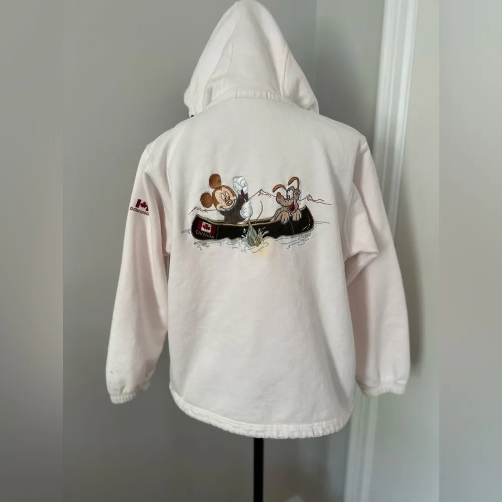 VTG Donaldson Disney Women Sz:S Embroidered Canada Mickey Mouse Full Zip Hoodie. Pink - Image 2