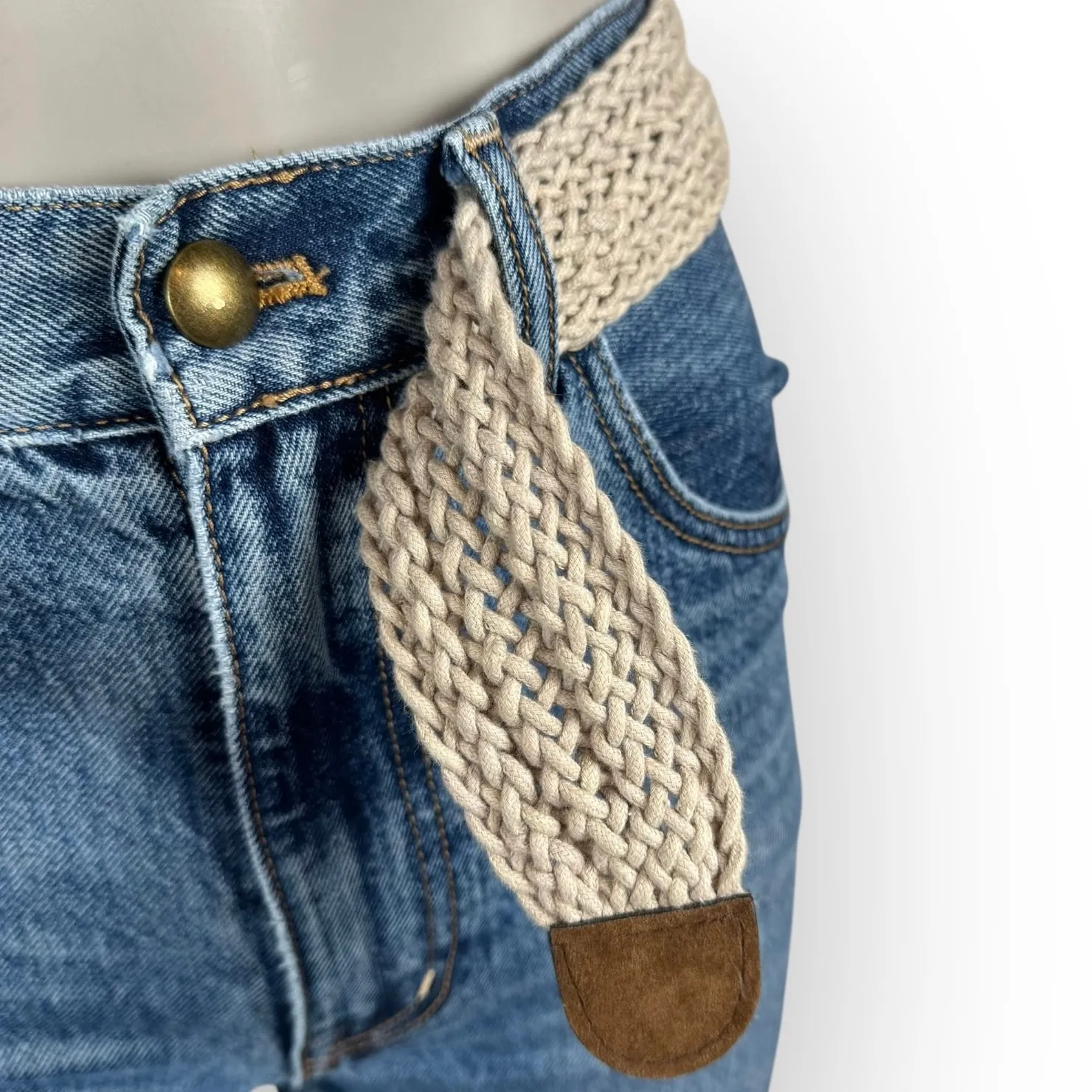 American Vintage Western Woven Women's Belt – Brown & Tan Boho Style Y2K - Image 6