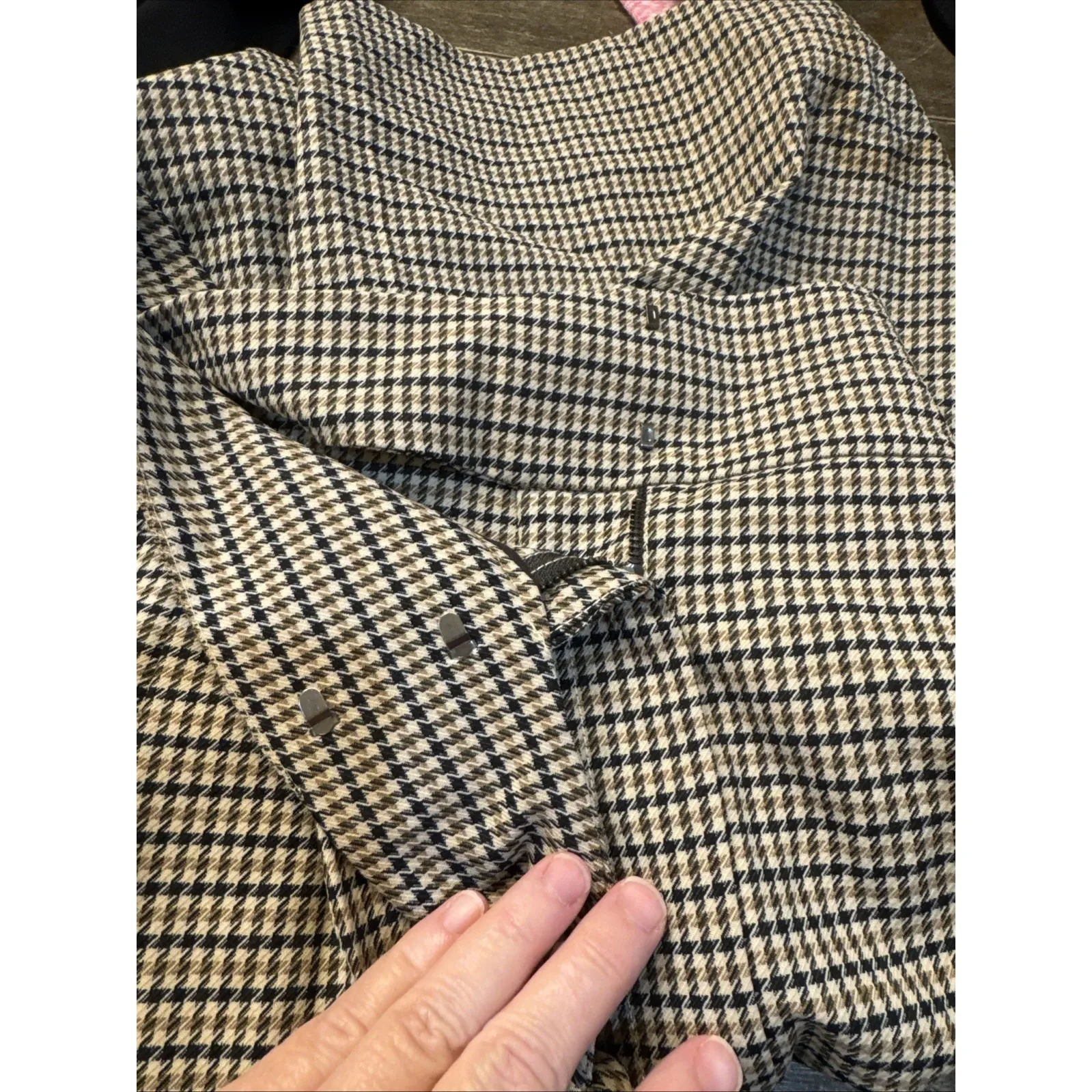 REBECCA TAYLOR Houndstooth Wide Leg Shorts Wool Skort‎ Wrap Size 6 Walking 60's - Image 7