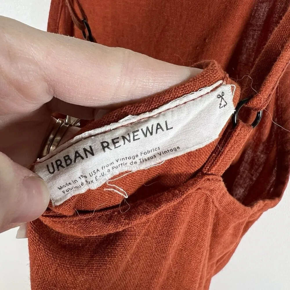 Urban Renewal Sz Small Orange 100% Linen‎ Sleeveless Babydoll Dress Boho Flowy - Image 7