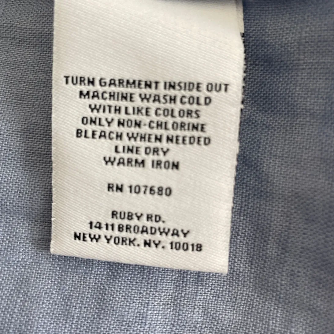 Ruby Rd Woman Vest Top 2X Blue Linen Crochet Trim Open Front Beachy Boho Cowgirl - Image 8