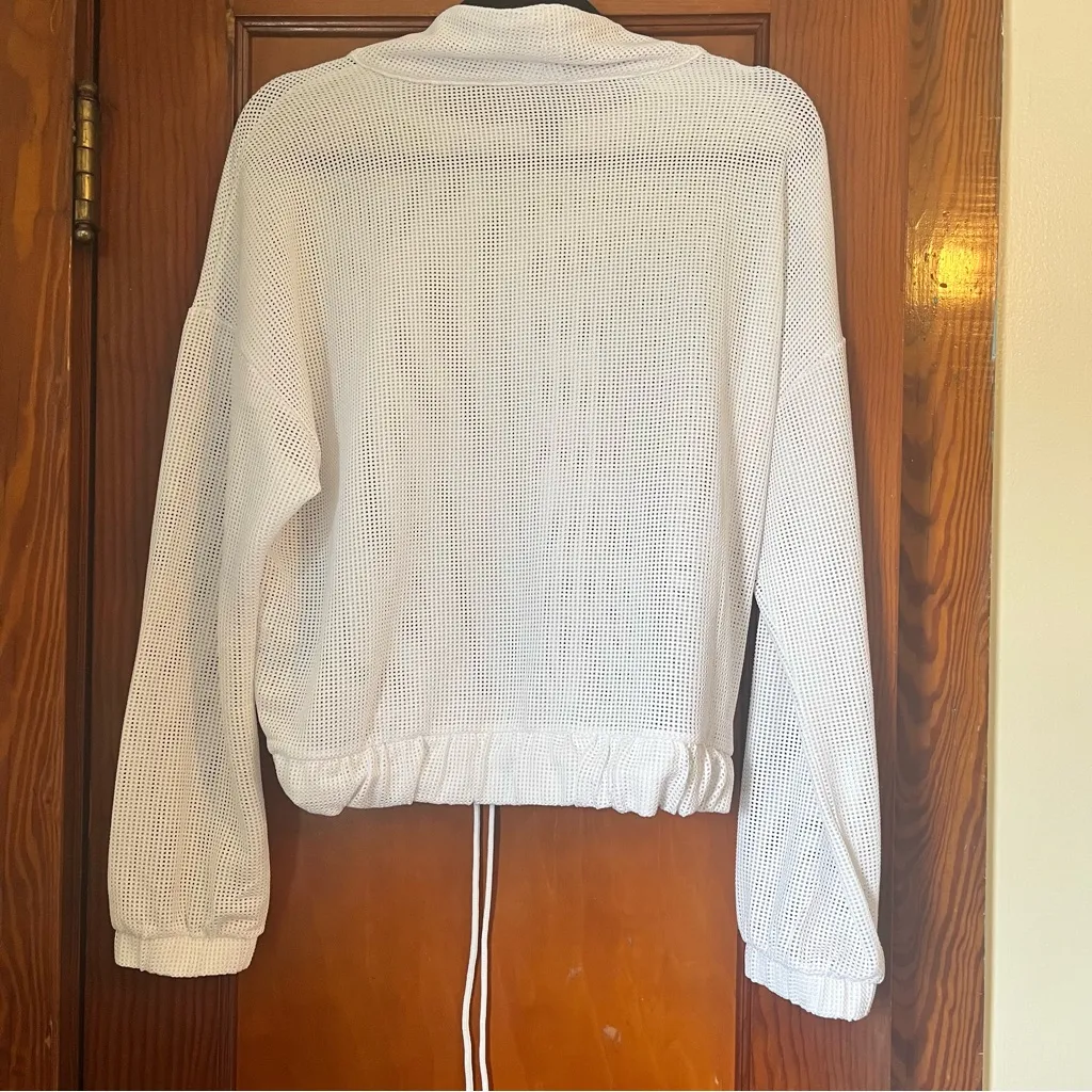 Mock neck White Mesh Women Top - Image 4