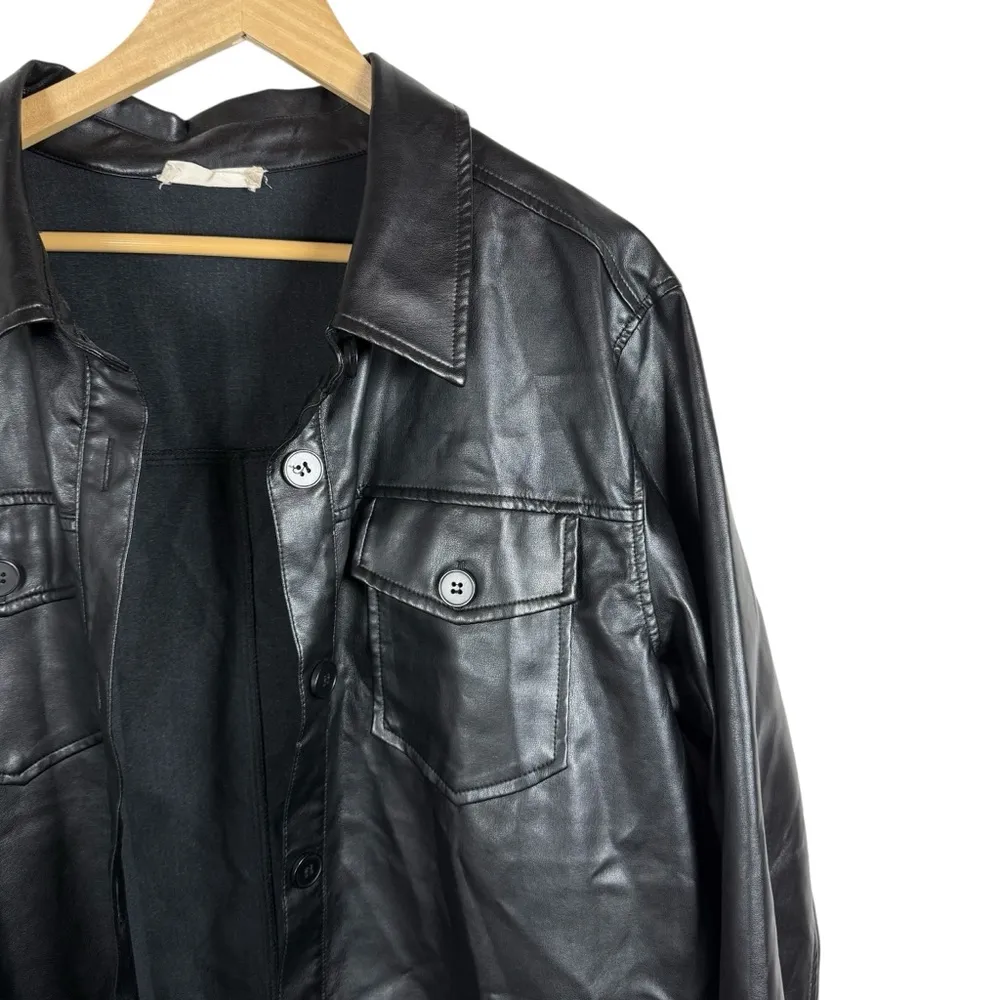 Altar’d State Women’s Oversized Button Down Leather Shacket Black Size L - Image 4