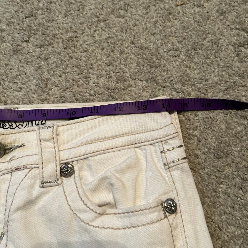 Miss Me Womens‎ Size 25 Signature Cuffed Capri Jeans White Embellished Pockets - Image 5