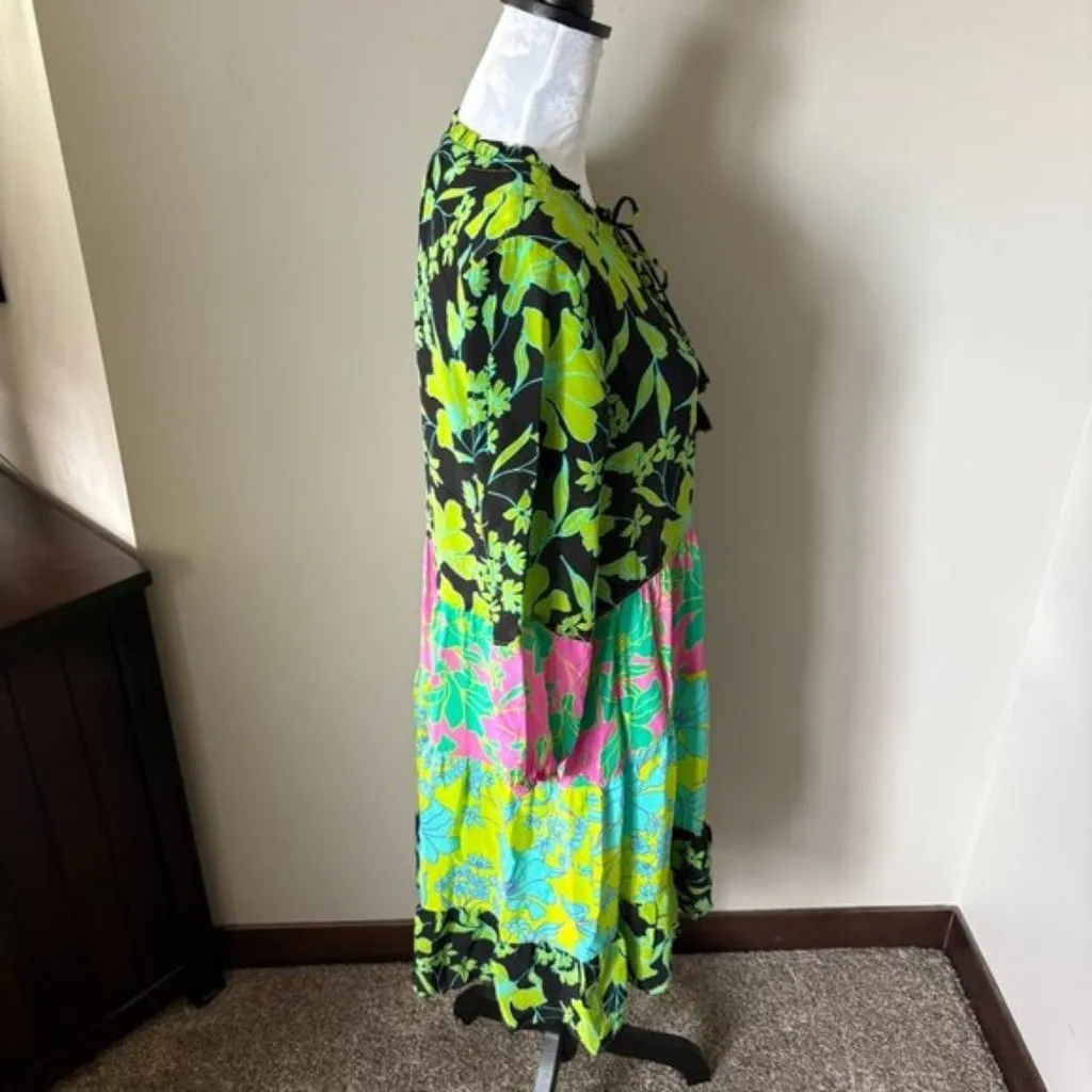 Johnny Was Miramar Tiered Mini Dress Silk Floral Colorful Womens Xsmall NWT - Image 7