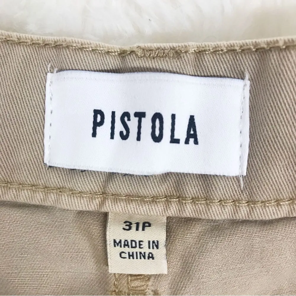 PISTOLA Ellery High Waist Wide Leg Trouser Pant Tan Sesame Size 31 Petite New - Image 8