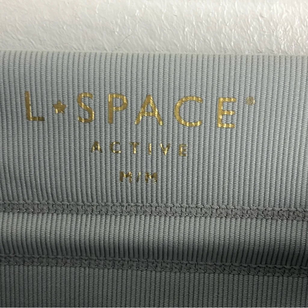 L*SPACE Active Green Knit High Rise Drawstring Waist Leggings, Size Medium - Image 3