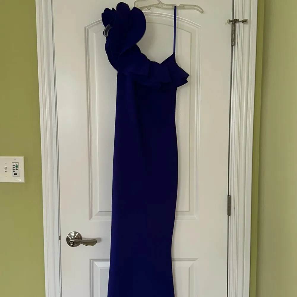 Chiara Boni 38 Purple/Blue Elisir Ruffle Gown - Image 3