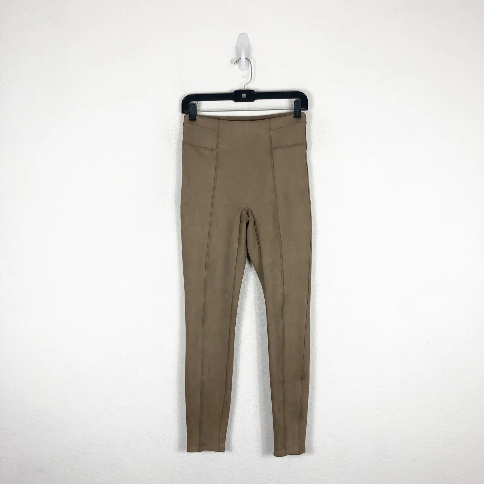 Spanx Faux Suede Leggings Size Small Tan High Rise Stretch Neutral Quiet Luxury - Image 4