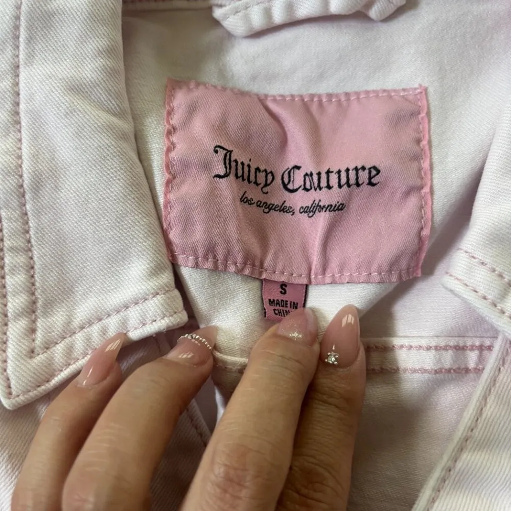 NWOT Juicy Couture Utility Jumpsuit Pink Marshmallow Denim Small - Image 2