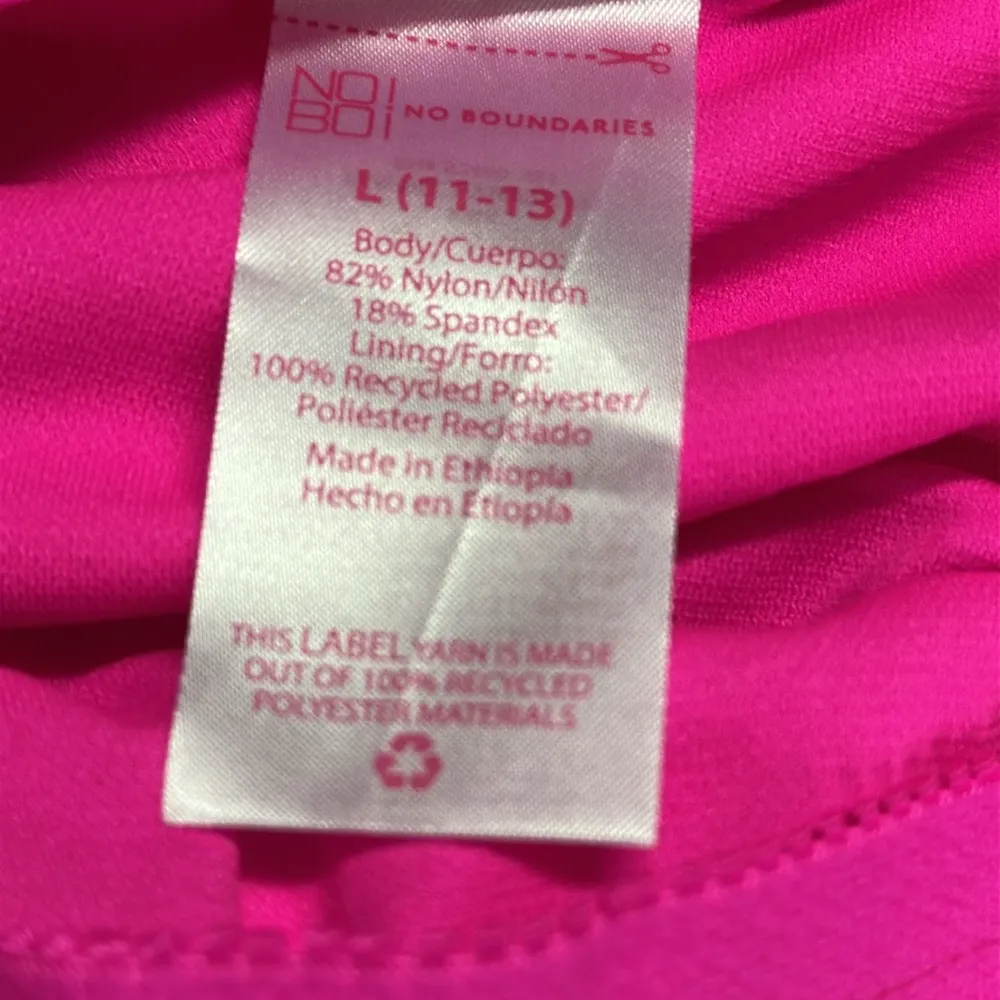 No Boundaries Juniors Large Pink One Piece Swimsuit Adjustable Spaghetti Strap - Image 10