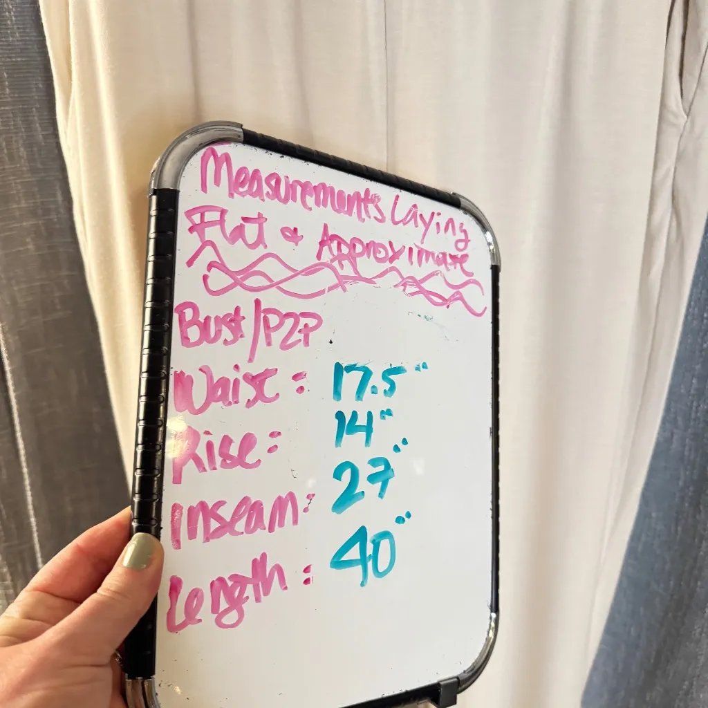 Express Cream Wide-Leg Elastic Waist Lounge Pants Size Large w/Pockets! EUC - Image 2