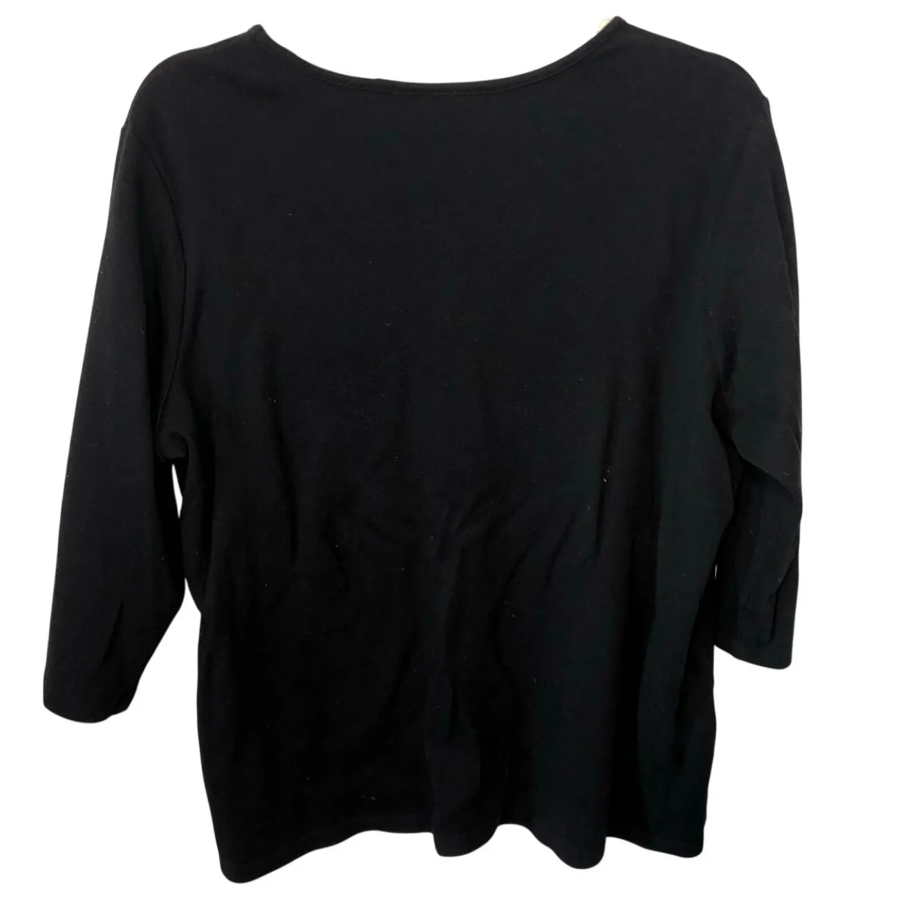 Quacker Factory Embroidered Top Size L Nativity Scene Christmas Black Crystals - Image 4